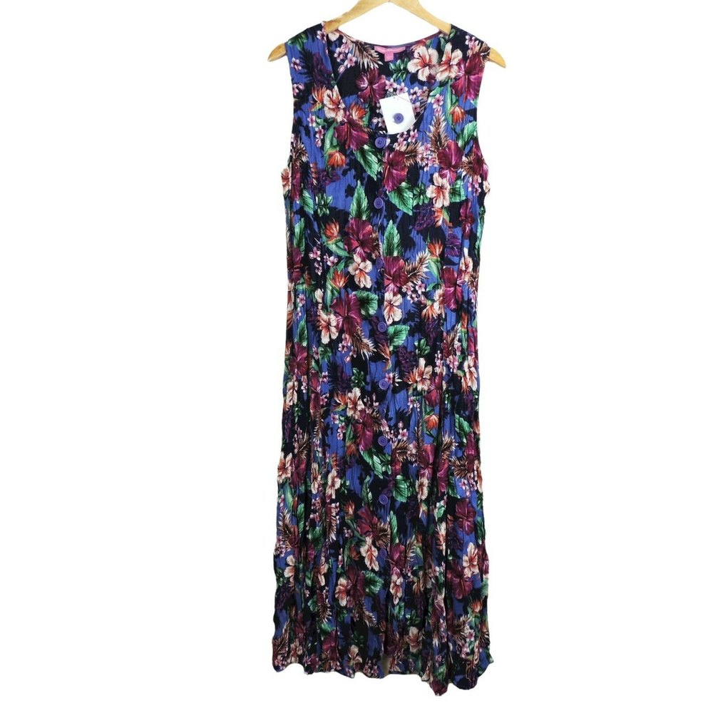 Woman Within Women's  Plus Size L Floral Sleeveless Dress Hawaiian print